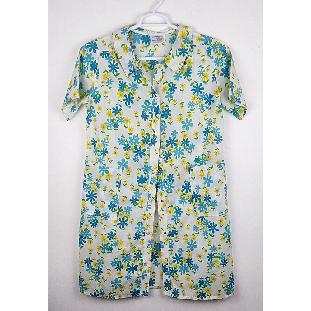 Vintage J.C. Penny Seersucker Floral Snap Front Robe Housecoat Size‎ Medium